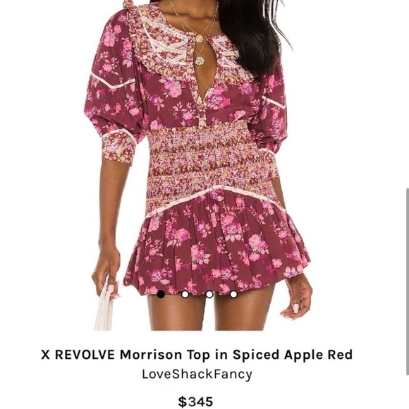 LoveShackFancy Morrison Lace Top in Spiced Apple Red - Picture 4 of 10